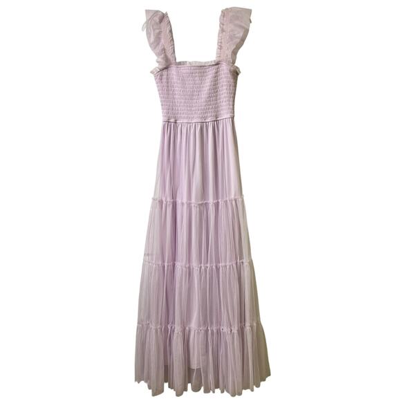 Audrey Parks + Francesca's Sleeveless Tiered Smocked Maxi Dress Lavendar S (2833 - Picture 3 of 9